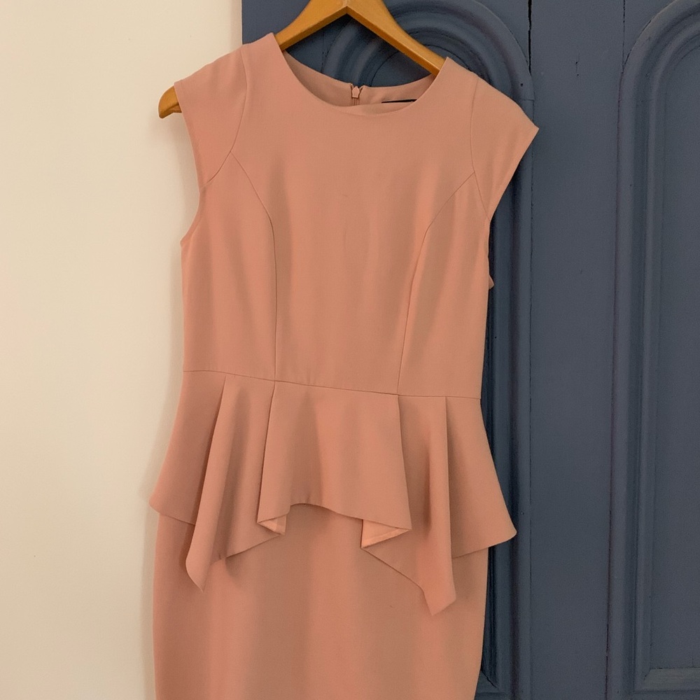Blush pink Top Shop peplum party dress